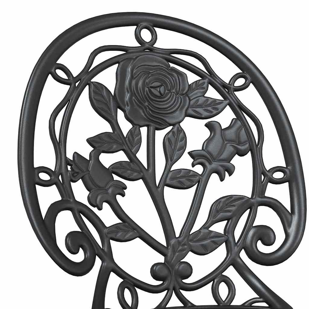 vidaXL Garden Bistro Set 3 pcs Black Aluminium