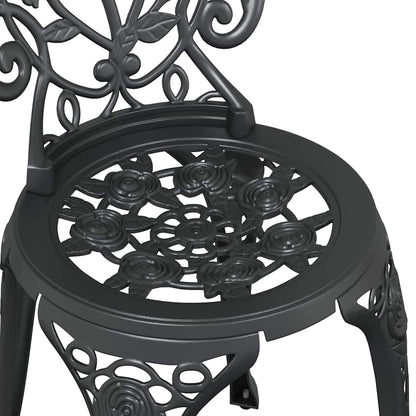 vidaXL Garden Bistro Set 3 pcs Black Aluminium
