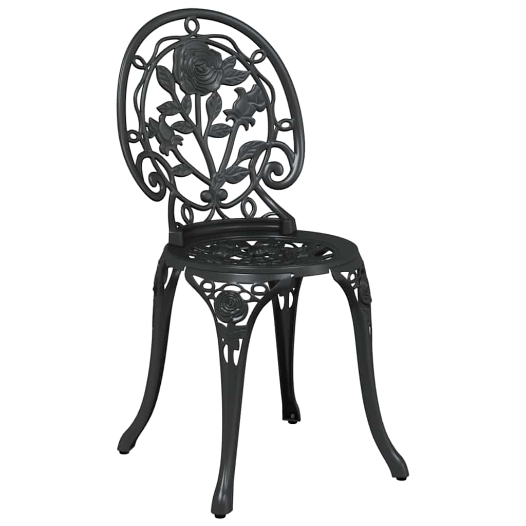 vidaXL Garden Bistro Set 3 pcs Black Aluminium