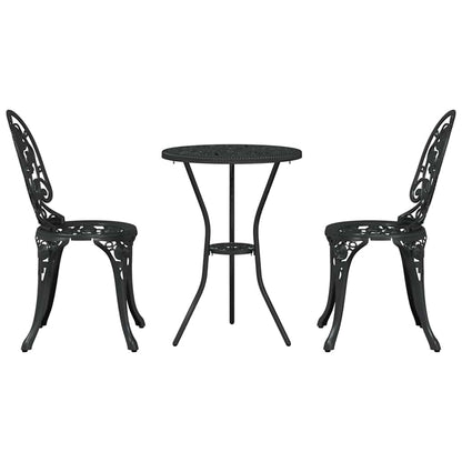 vidaXL Garden Bistro Set 3 pcs Black Aluminium