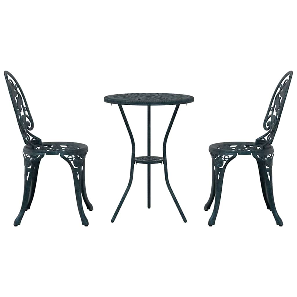 vidaXL Garden Bistro Set 3 pcs Green Aluminium