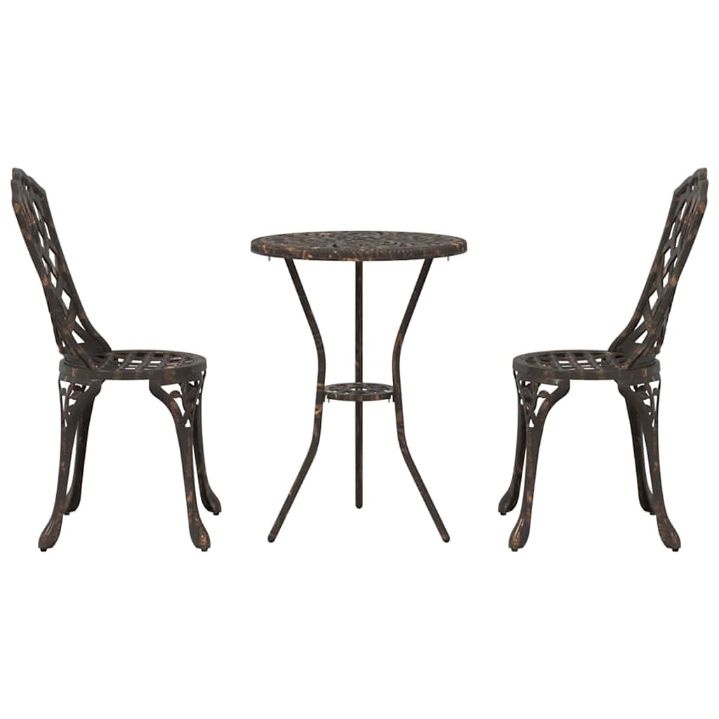 vidaXL Garden Bistro Set 3 pcs Bronze Aluminium