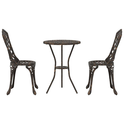 vidaXL Garden Bistro Set 3 pcs Bronze Aluminium