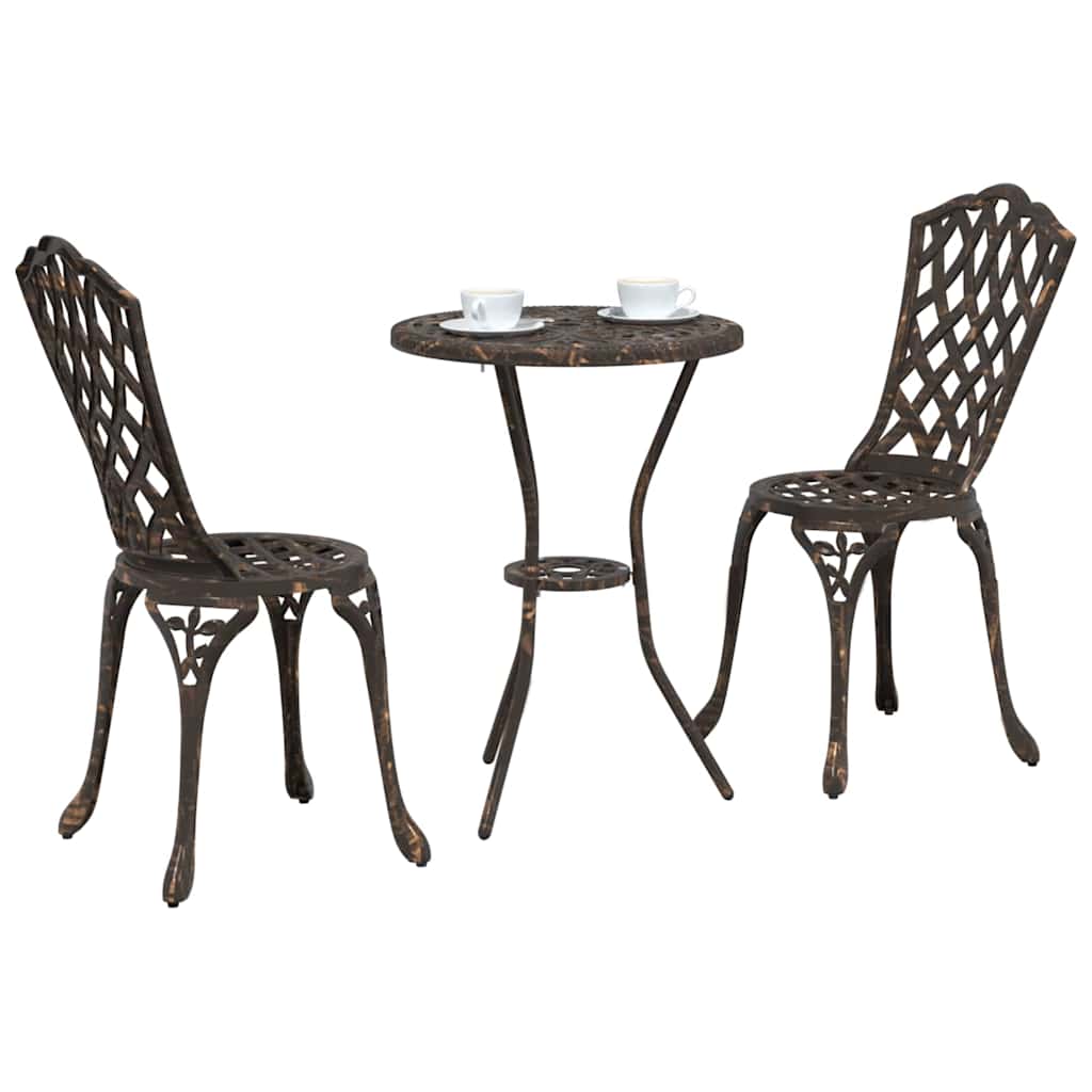vidaXL Garden Bistro Set 3 pcs Bronze Aluminium