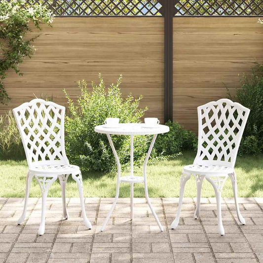 vidaXL Garden Bistro Set 3 pcs White Aluminium
