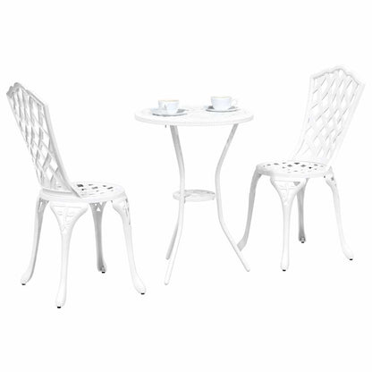 vidaXL Garden Bistro Set 3 pcs White Aluminium