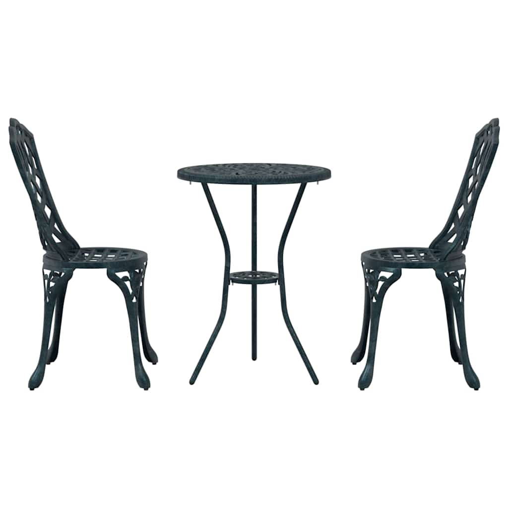vidaXL Garden Bistro Set 3 pcs Green Aluminium