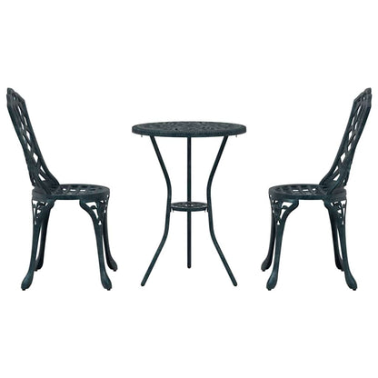 vidaXL Garden Bistro Set 3 pcs Green Aluminium