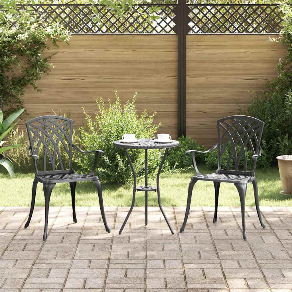 vidaXL Garden Chair 2 pcs Black 53 x 51 x 88.5cm Aluminium