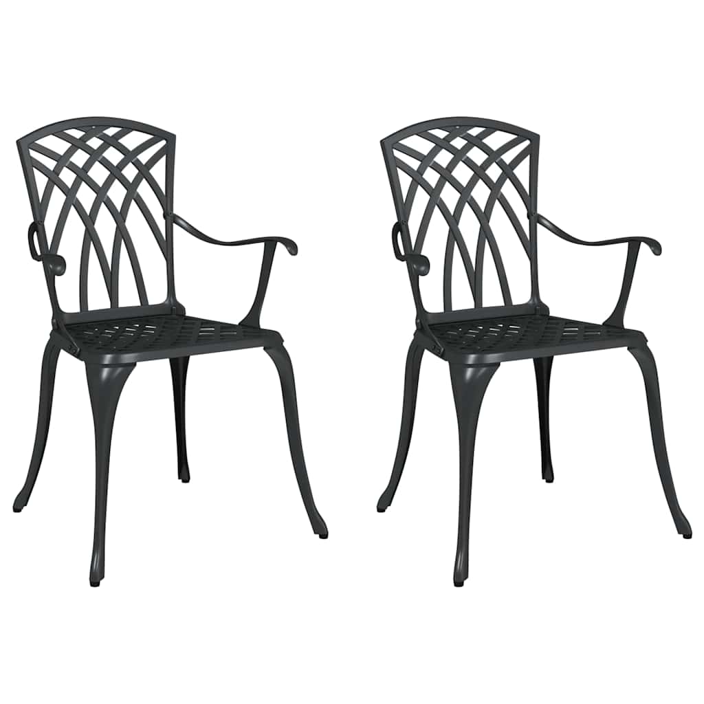 vidaXL Garden Chair 2 pcs Black 53 x 51 x 88.5cm Aluminium