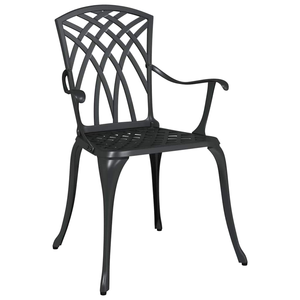 vidaXL Garden Chair 2 pcs Black 53 x 51 x 88.5cm Aluminium