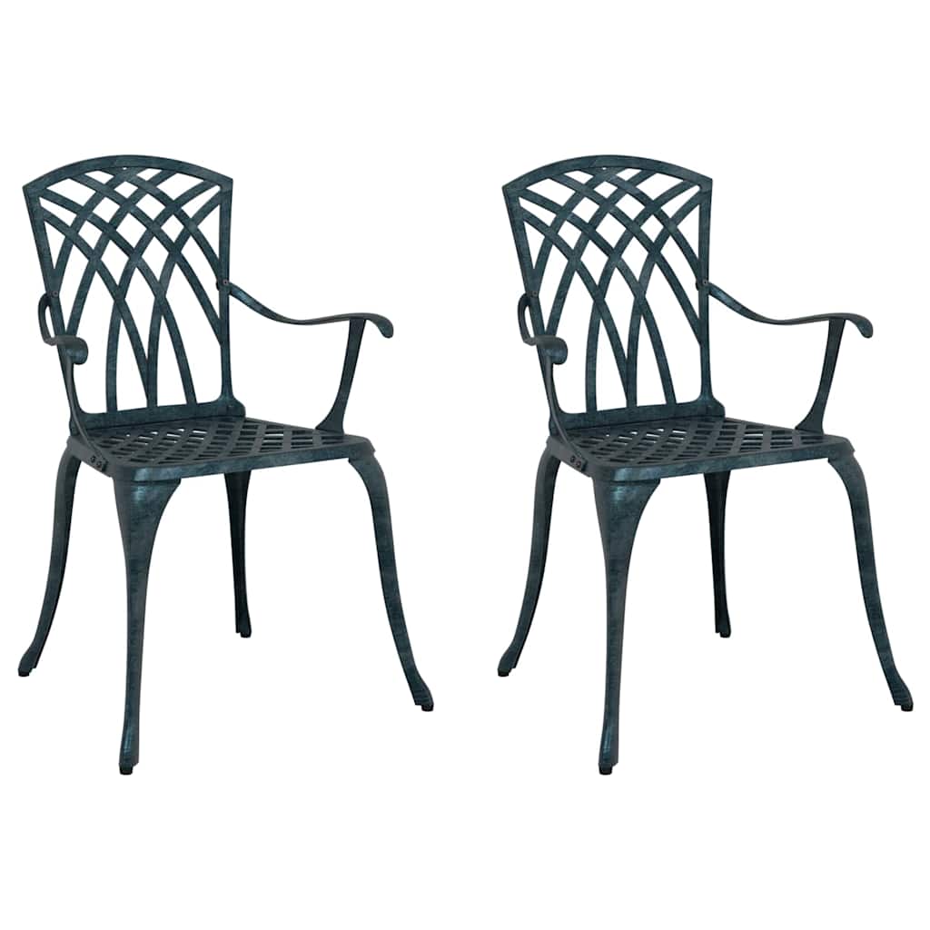 vidaXL Garden Chair 2 pcs Green 53 x 51 x 88.5cm Aluminium