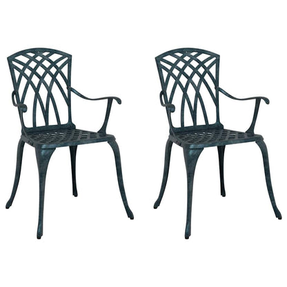 vidaXL Garden Chair 2 pcs Green 53 x 51 x 88.5cm Aluminium