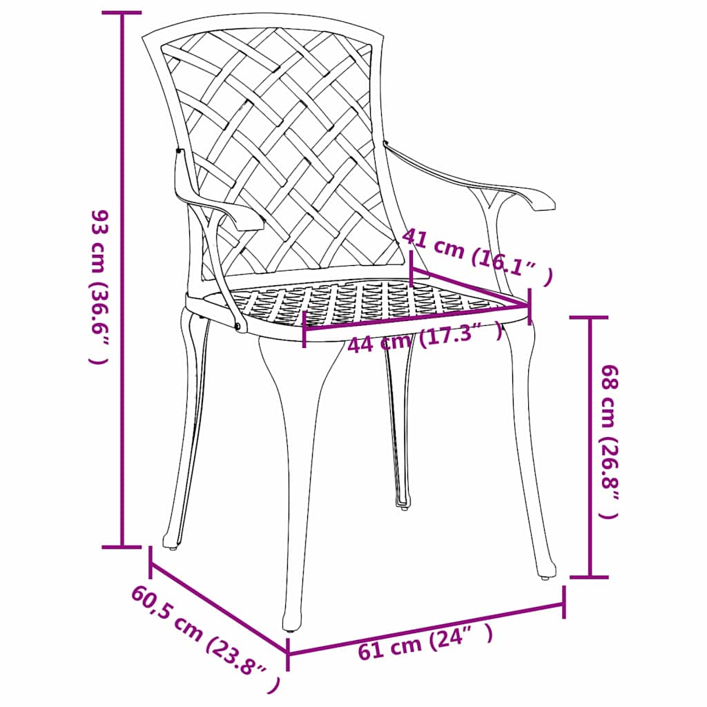 vidaXL Garden Chair 4 pcs Green 61 x 60.5 x 93cm Aluminium
