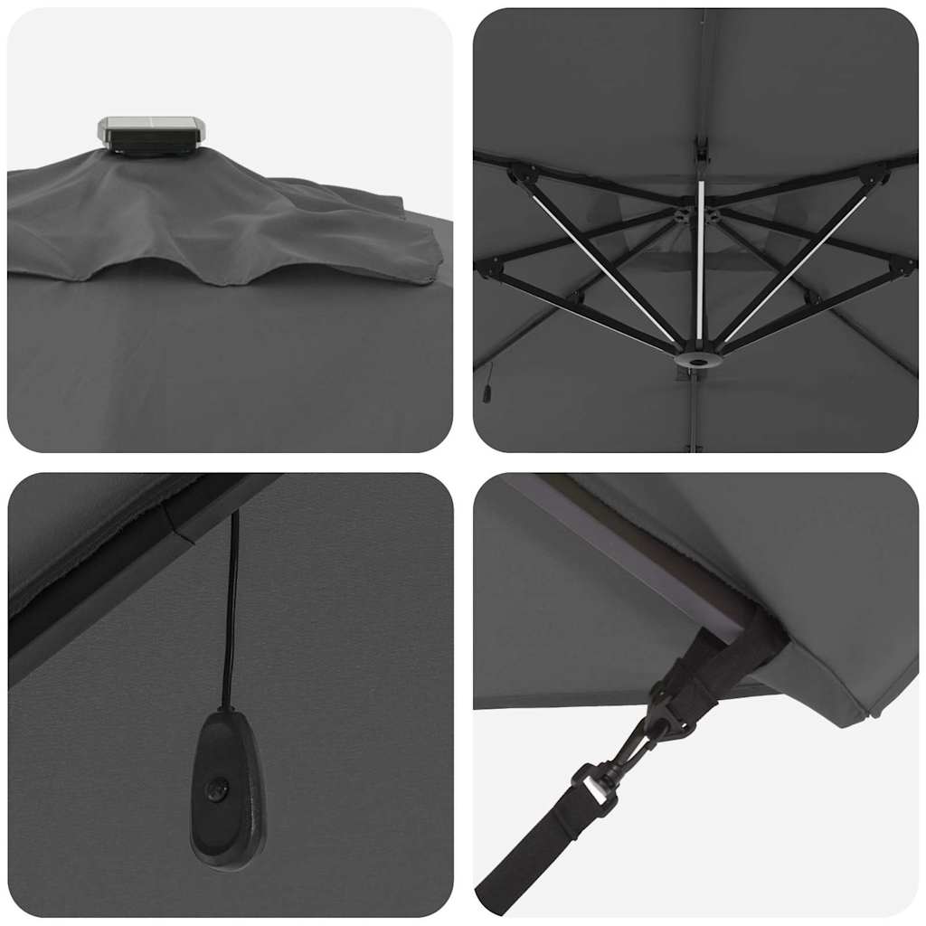 vidaXL Umbrella Antraciet 286 x 284 x 270 cm Aluminium and Polyester
