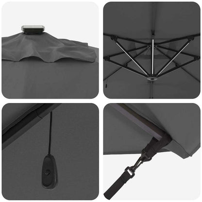 vidaXL Umbrella Antraciet 286 x 284 x 270 cm Aluminium and Polyester