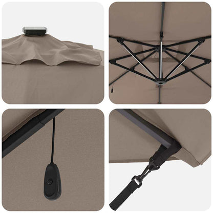 vidaXL Umbrella Taupe 286 x 284 x 270 cm Aluminium and Polyester