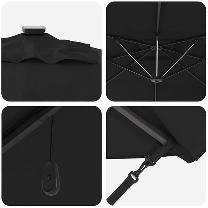 vidaXL Umbrella Black 286 x 284 x 270 cm Aluminium and Polyester