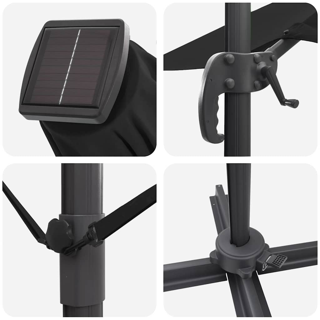 vidaXL Umbrella Black 286 x 284 x 270 cm Aluminium and Polyester