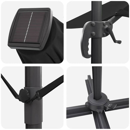 vidaXL Umbrella Black 286 x 284 x 270 cm Aluminium and Polyester