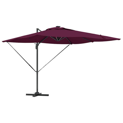 vidaXL Umbrella with LED Strip Lights Bordeaux Red 286 x 284 x 270 cm