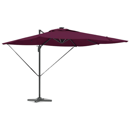 vidaXL Umbrella with LED Strip Lights Bordeaux Red 286 x 284 x 270 cm