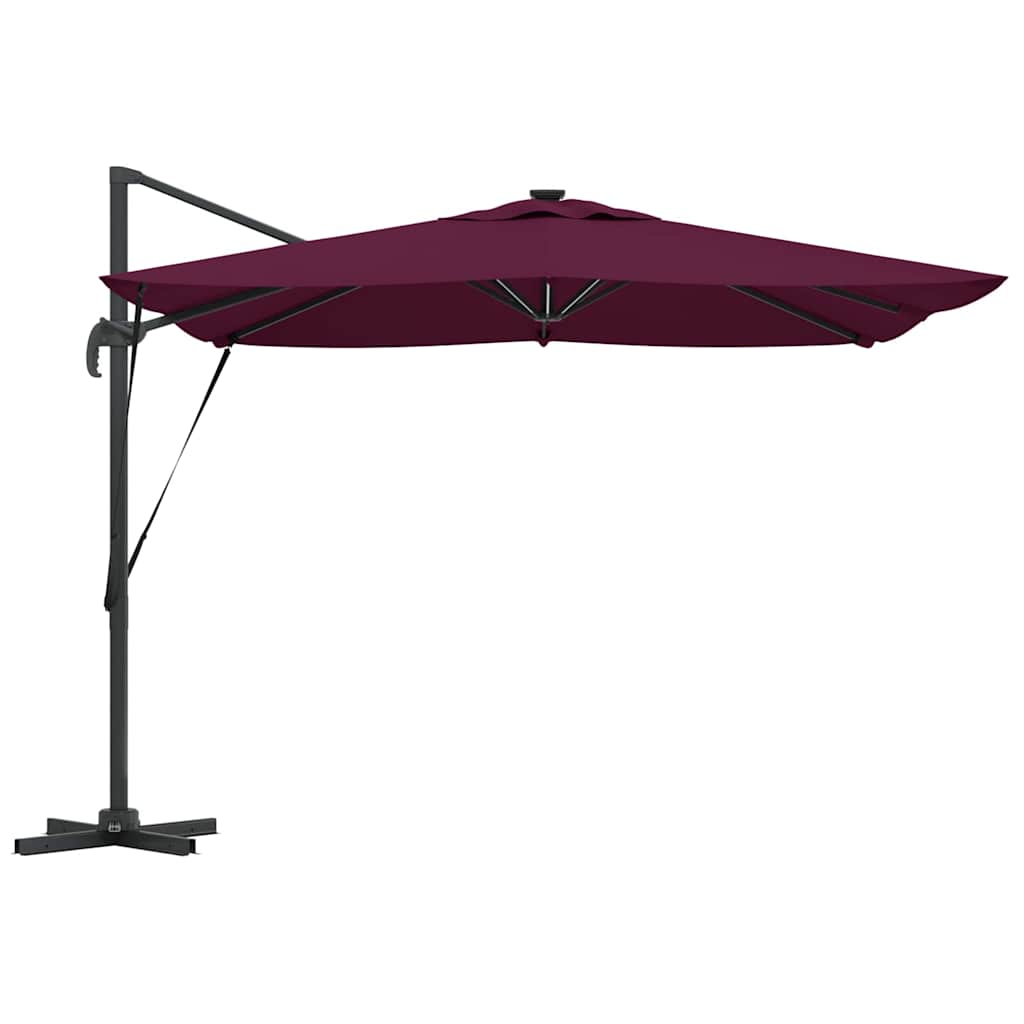 vidaXL Umbrella with LED Strip Lights Bordeaux Red 286 x 284 x 270 cm