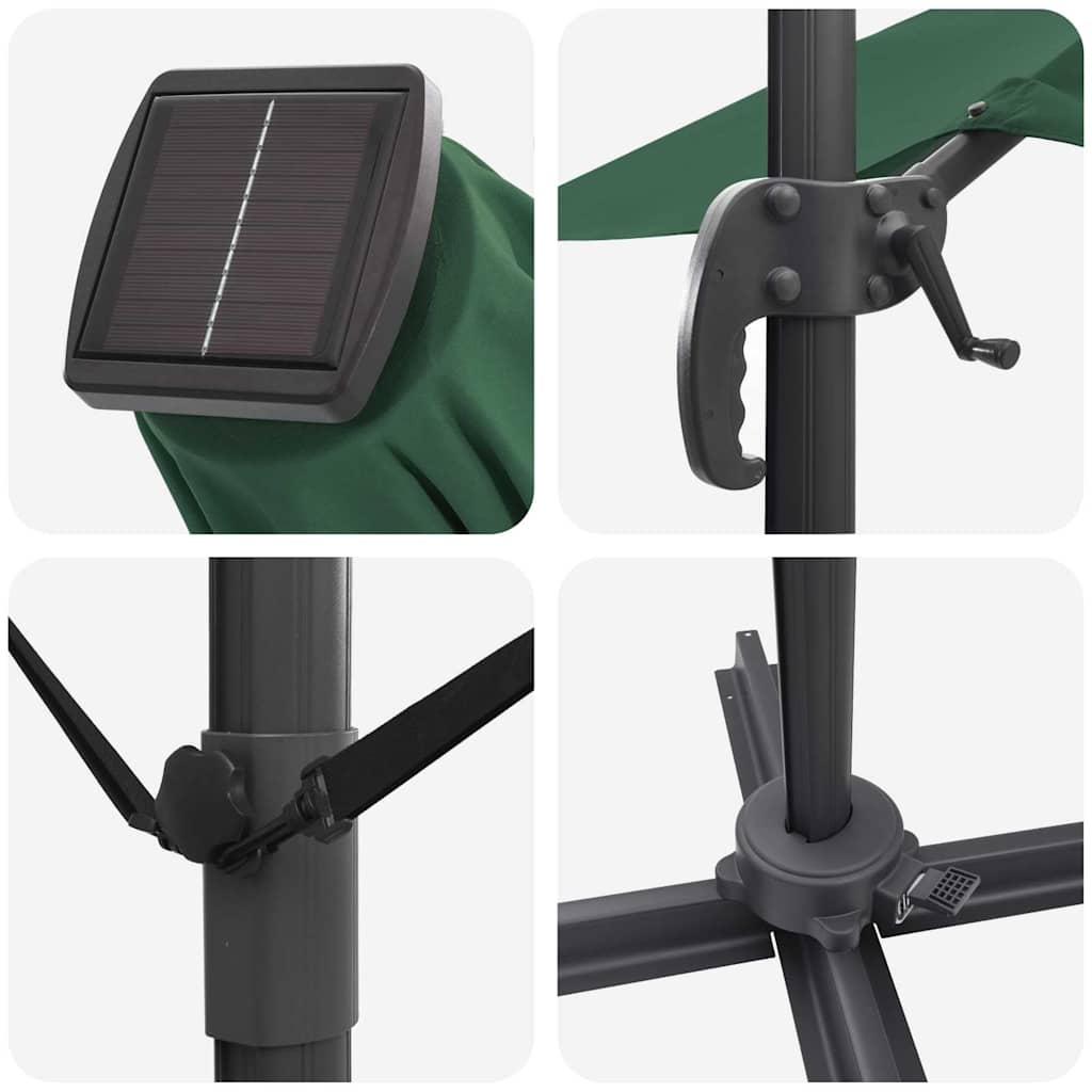 vidaXL Umbrella Green 352 x 251 x 265 cm Polyester and Aluminium