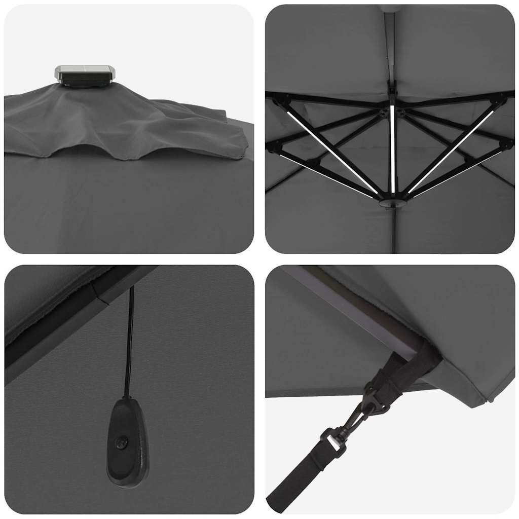vidaXL Umbrella Anthracite 352 x 251 x 265 cm Polyester and Aluminium