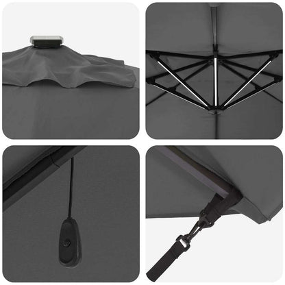 vidaXL Umbrella Anthracite 352 x 251 x 265 cm Polyester and Aluminium
