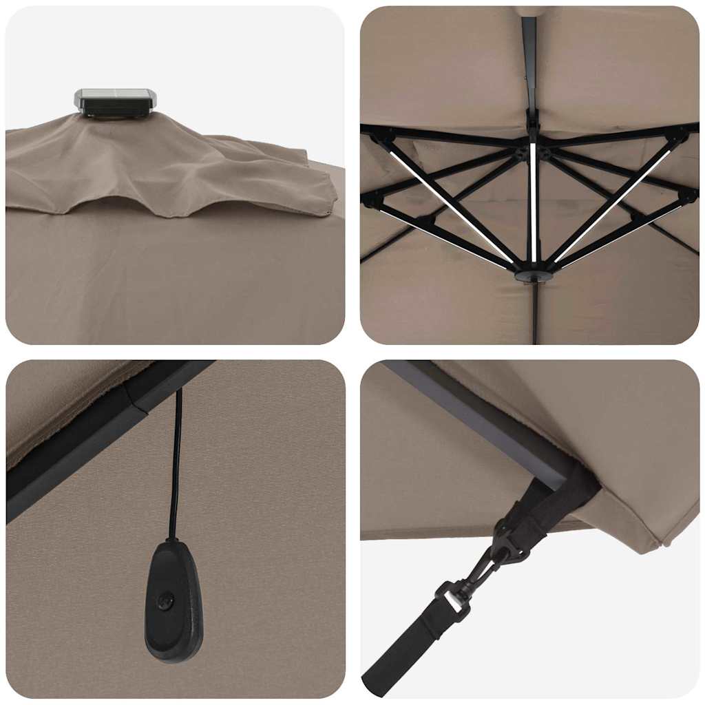 vidaXL Umbrella Taupe 352 x 251 x 265 cm Polyester and Aluminium