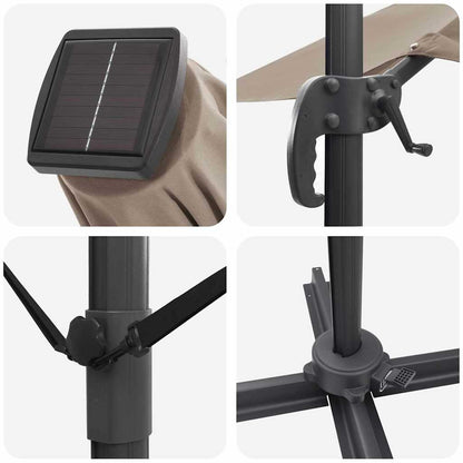 vidaXL Umbrella Taupe 352 x 251 x 265 cm Polyester and Aluminium
