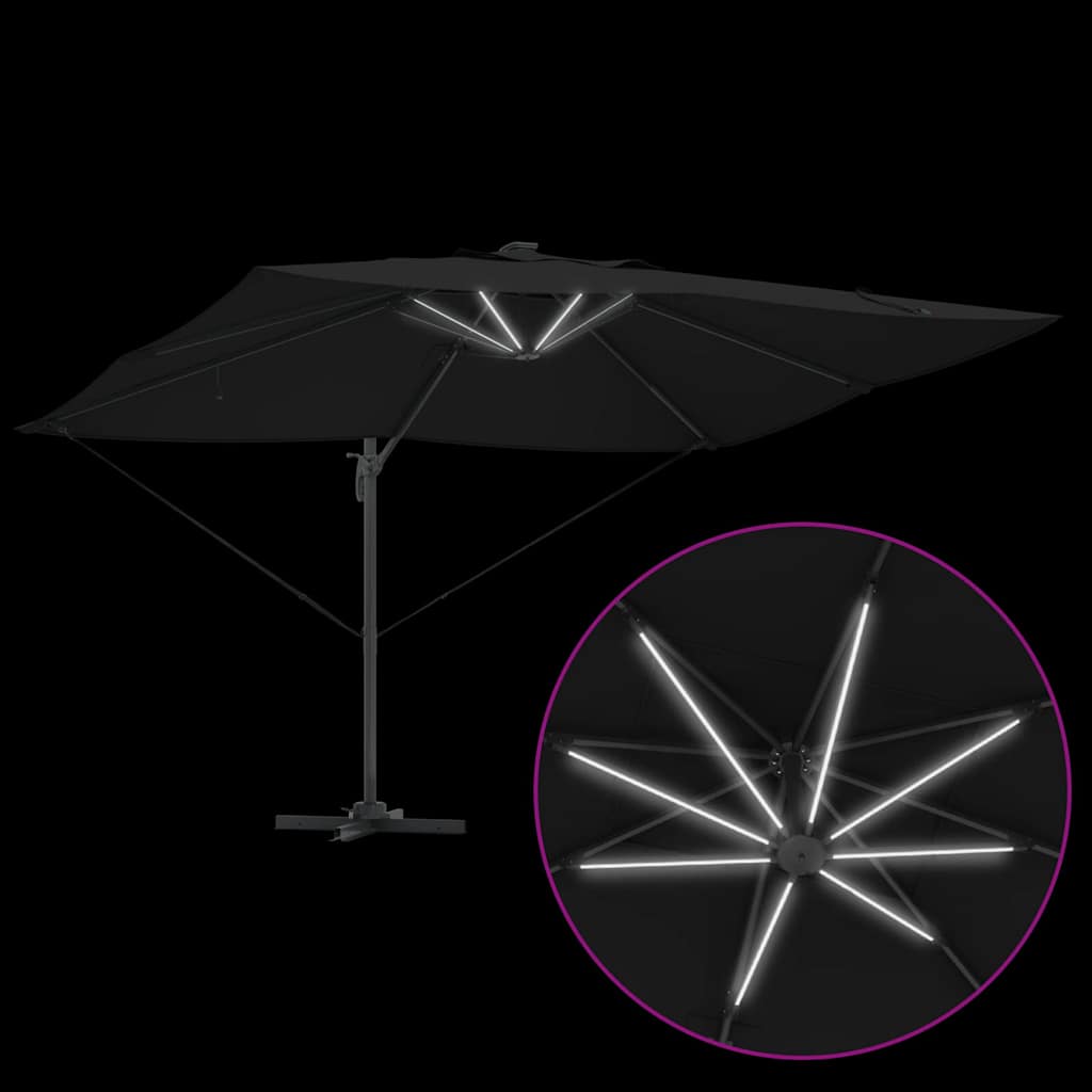 vidaXL Umbrella Black 352 x 251 x 265 cm Polyester and Aluminium