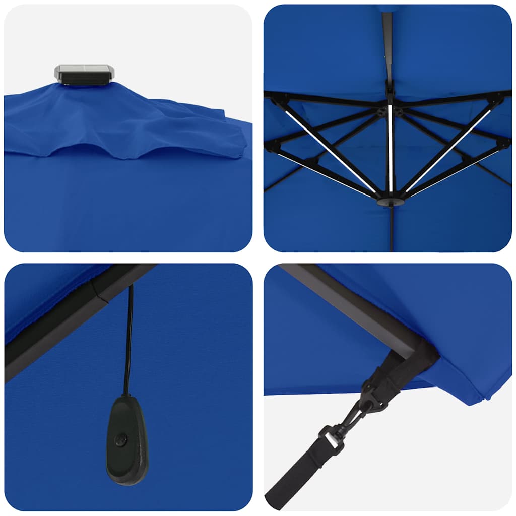 vidaXL Umbrella 352 x 251 x 265 cm Polyester and Aluminium Azurblau