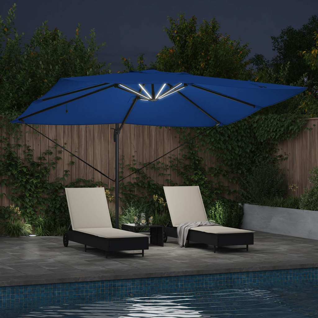 vidaXL Umbrella 352 x 251 x 265 cm Polyester and Aluminium Azurblau
