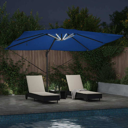vidaXL Umbrella 352 x 251 x 265 cm Polyester and Aluminium Azurblau