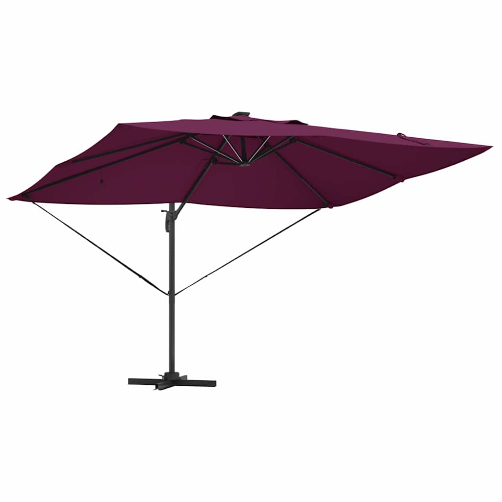 vidaXL Umbrella with LED Strip Lights Bordeaux Red 352 x 251 x 265 cm