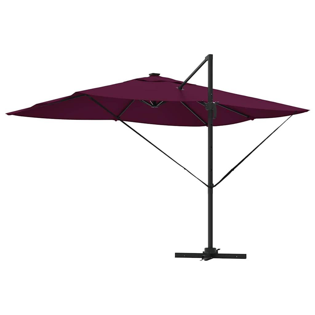 vidaXL Umbrella with LED Strip Lights Bordeaux Red 352 x 251 x 265 cm