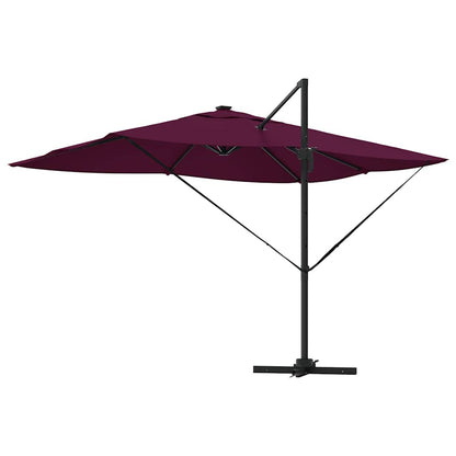 vidaXL Umbrella with LED Strip Lights Bordeaux Red 352 x 251 x 265 cm
