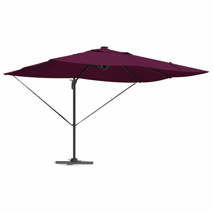 vidaXL Umbrella with LED Strip Lights Bordeaux Red 352 x 251 x 265 cm