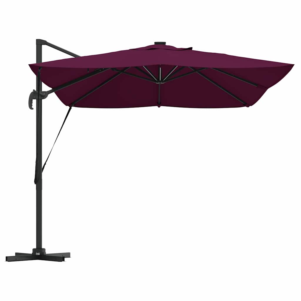 vidaXL Umbrella with LED Strip Lights Bordeaux Red 352 x 251 x 265 cm