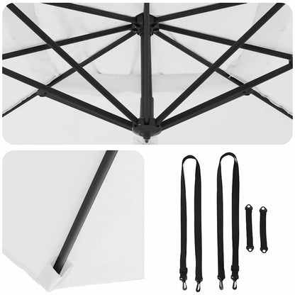 vidaXL Roma Parasol Beige 286 x 284 x 265 cm Aluminium and Polyester