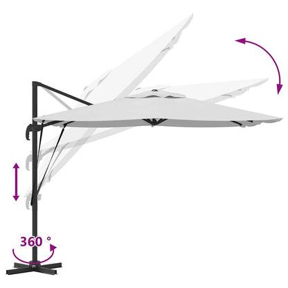 vidaXL Roma Parasol Beige 286 x 284 x 265 cm Aluminium and Polyester