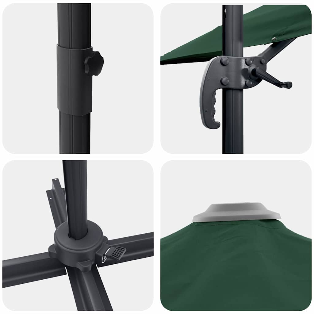 vidaXL Roma Parasol Green 286 x 284 x 265 cm Aluminium and Polyester