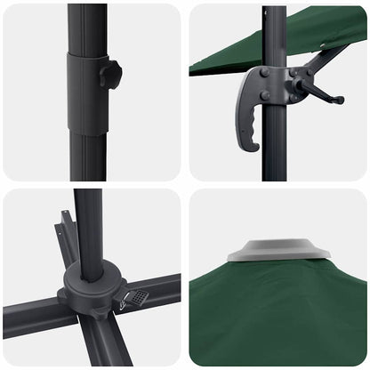 vidaXL Roma Parasol Green 286 x 284 x 265 cm Aluminium and Polyester