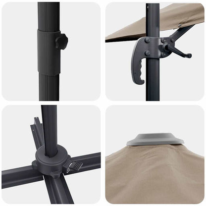 vidaXL Roma Parasol Taupe 286 x 284 x 265 cm Aluminium and Polyester