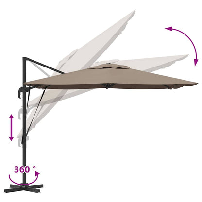 vidaXL Roma Parasol Taupe 286 x 284 x 265 cm Aluminium and Polyester