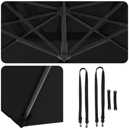 vidaXL Roma Parasol Black 286 x 284 x 265 cm Aluminium and Polyester