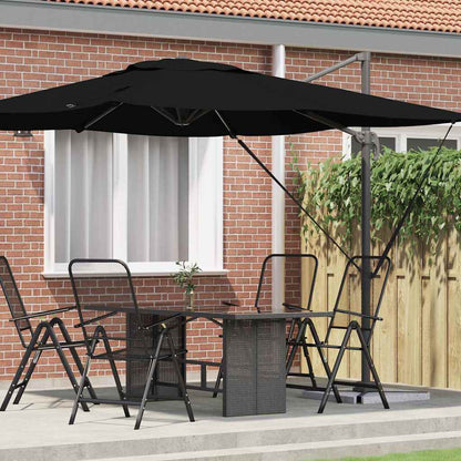 vidaXL Roma Parasol Black 286 x 284 x 265 cm Aluminium and Polyester