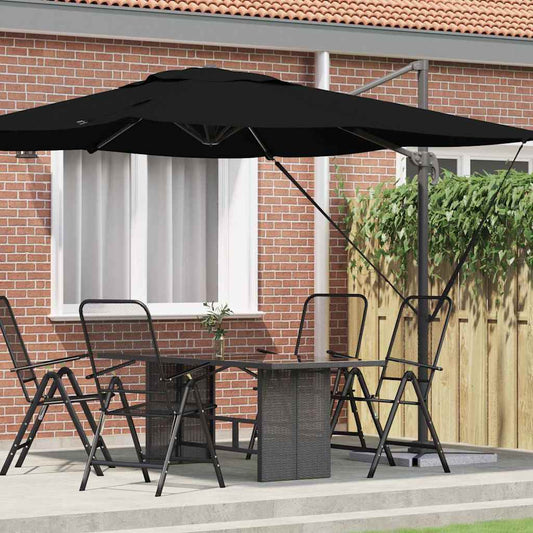 vidaXL Roma Parasol Black 286 x 284 x 265 cm Aluminium and Polyester